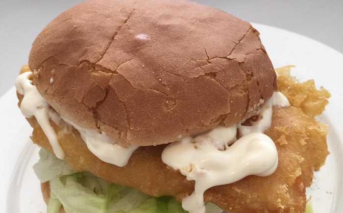 © Keymer Fish and Chips ~ Chicken Breast Bun, freshly cooked (£4.50). Very popular